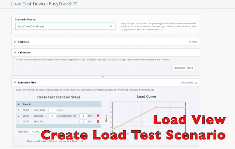 Create load test scenario